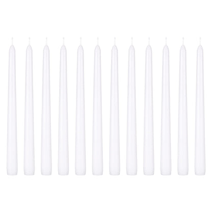 Mega Candles 12 pcs Unscented White Taper Candles, Hand Poured Wax Candle 10 Inch x 7/8 Inch, Home Décor, Wedding Receptions, Centerpieces, Occasions, Events, Festivities, Romantic Dinners, Holders