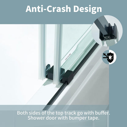 YTTSOYTS 56-60" W x 60" H Frameless Double Sliding Tub Door Bathtub Shower Door, Frameless Tub Door with 5/16" (8mm) Clear SGCC Tempered Glass, Stainless Steel Hardware (60"x60" Matte Black)