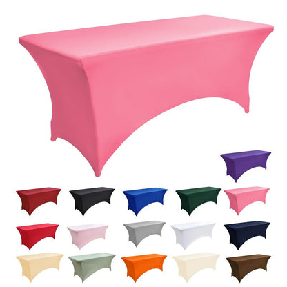 ZarzaaSik 6-Pack 4ft Spandex Table Covers for Rectangular Folding Tables - Wrinkle Resistant Stretch Tight Table Cloths - Ultimate Fitted Table Protector for Parties, Trade Shows, and Wedding