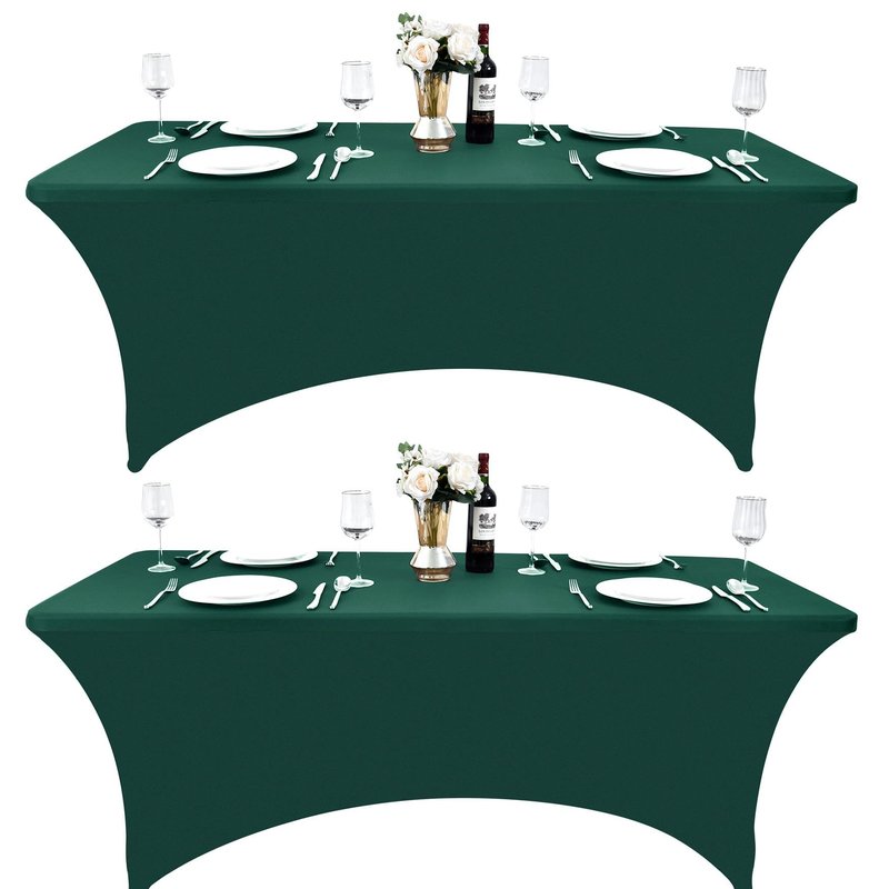 ZarzaaSik 6-Pack 4ft Spandex Table Covers for Rectangular Folding Tables - Wrinkle Resistant Stretch Tight Table Cloths - Ultimate Fitted Table Protector for Parties, Trade Shows, and Wedding