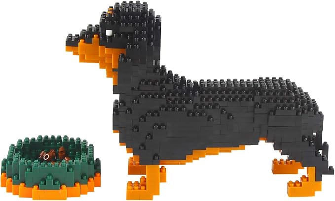 Larcele Micro Dachshund Dog Building Blocks Set Super Mini Pet Building Toy Bricks Kit 898 Pieces KLJM-02 (Dachshund)