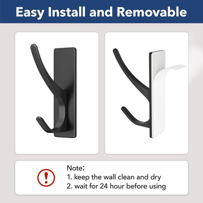pickpiff 10 Pack Matt Black Self Adhesive Coat Hooks for Hanging: 13LB Extra Strong Stainless Wall Hook for Towel, Utensil, Backpack, Hat, Sturdy Metal Hanger for Bathroom, Kitchen, Door