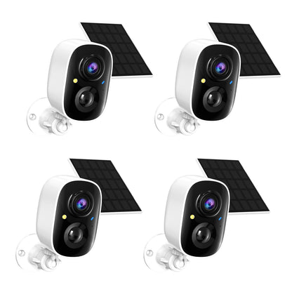 2K FHD Solar Powered Security Cameras Wireless Outdoor,WiFi Wireless Cameras,Outside Cameras for Home Security,AI Motion Detection,Color Night Vision,Spotlight,Siren Alarm,SD/Cloud Storage,4 Pack