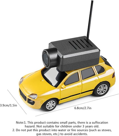 Mini RC Drift Car 1:64 Scale Mini RC Car with Camera and Radio Transmitter 2.4GHz Transmitter and APP Controlled Toy Vehicle with HD Magnetic Camera LED Lights Fun Toy for (Yellow)