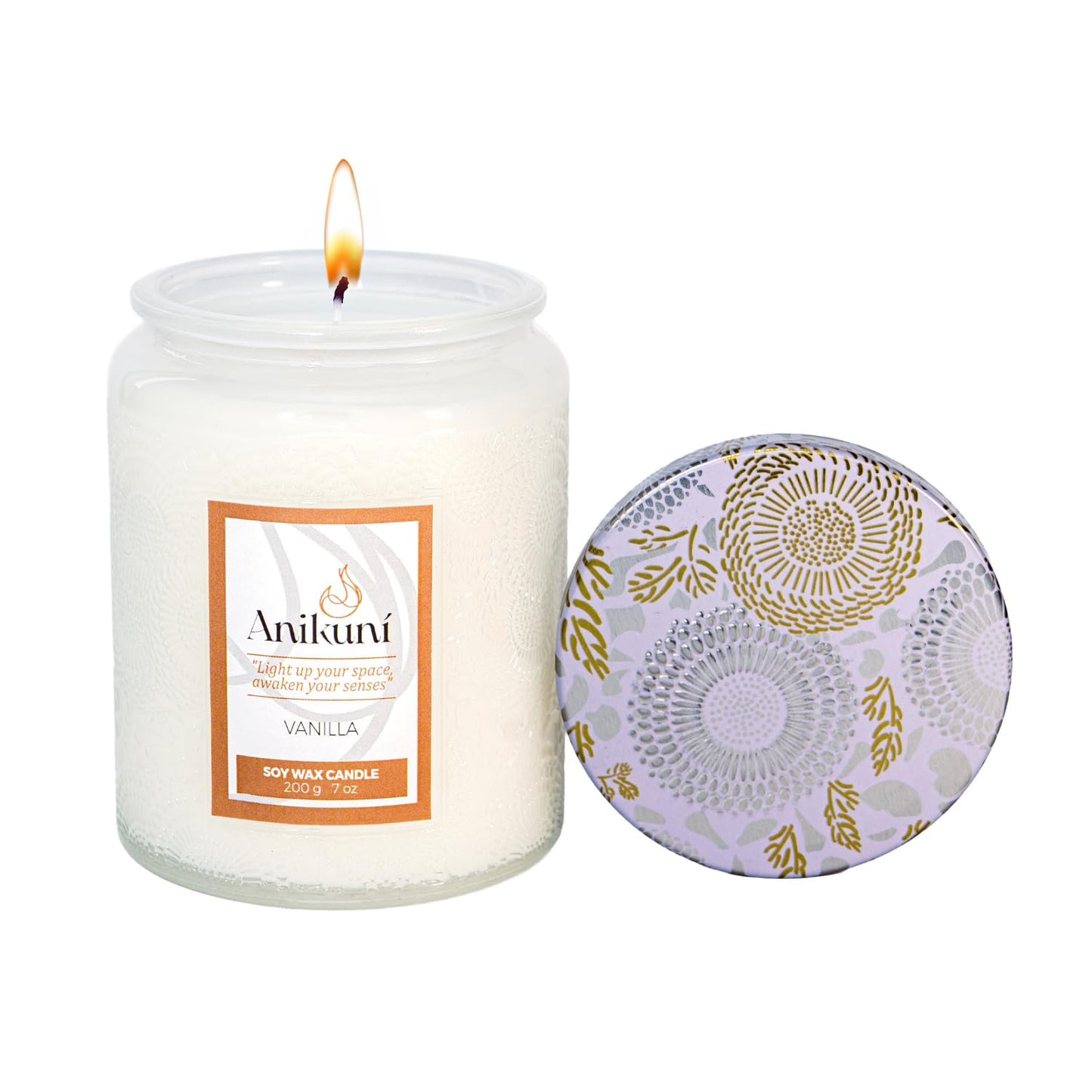 Soy Wax Candle with Vanilla Scent, 7oz, Natural Essence, Long Lasting, Reusable Glass Jar, Eco-Friendly Home Decor, Relaxing Gift for Home Spa, Vanilla Aromatherapy Candle
