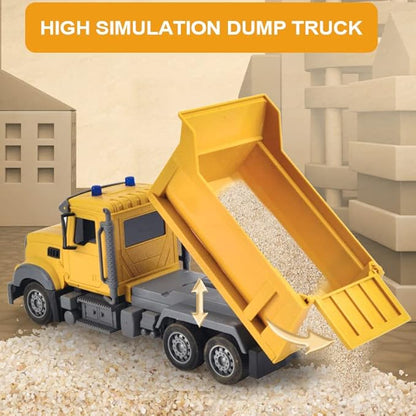RC Dump Truck Toy for Kids - 6 Channel Remote Control Dump Truck with LED Lights RC Construction Vehicle Truck Toys with 2 Rechargeable Batteries Gifts Ideas for 3-8 Years Old Boys and Girls