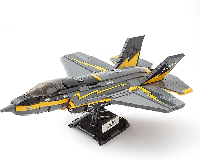 F-35b Fighter Jet Building Block Sets Military Airplane Building Blocks for Adults Airplane Building Bricks with Display Stand Military Plane Building Set for Adults(1268 Pcs)