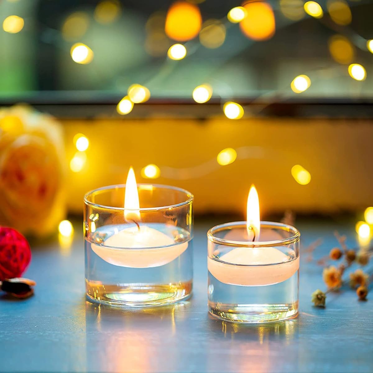 100 Pieces 1.5 Inch Unscented Floating Candles Set, Small Floating Candles for Centerpieces Dripless Wax Discs for Holiday, Wedding, Halloween, Christmas, Valentine's Day, Pool Party(White)