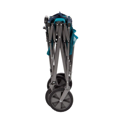 MacSports Double Decker Wagons Carts Heavy Duty Foldable Outdoor Collapsible Cart Portable Lightweight Utility Cart, All Terrain Sports Wagon for Camping Gear, Groceries, and More (Teal)