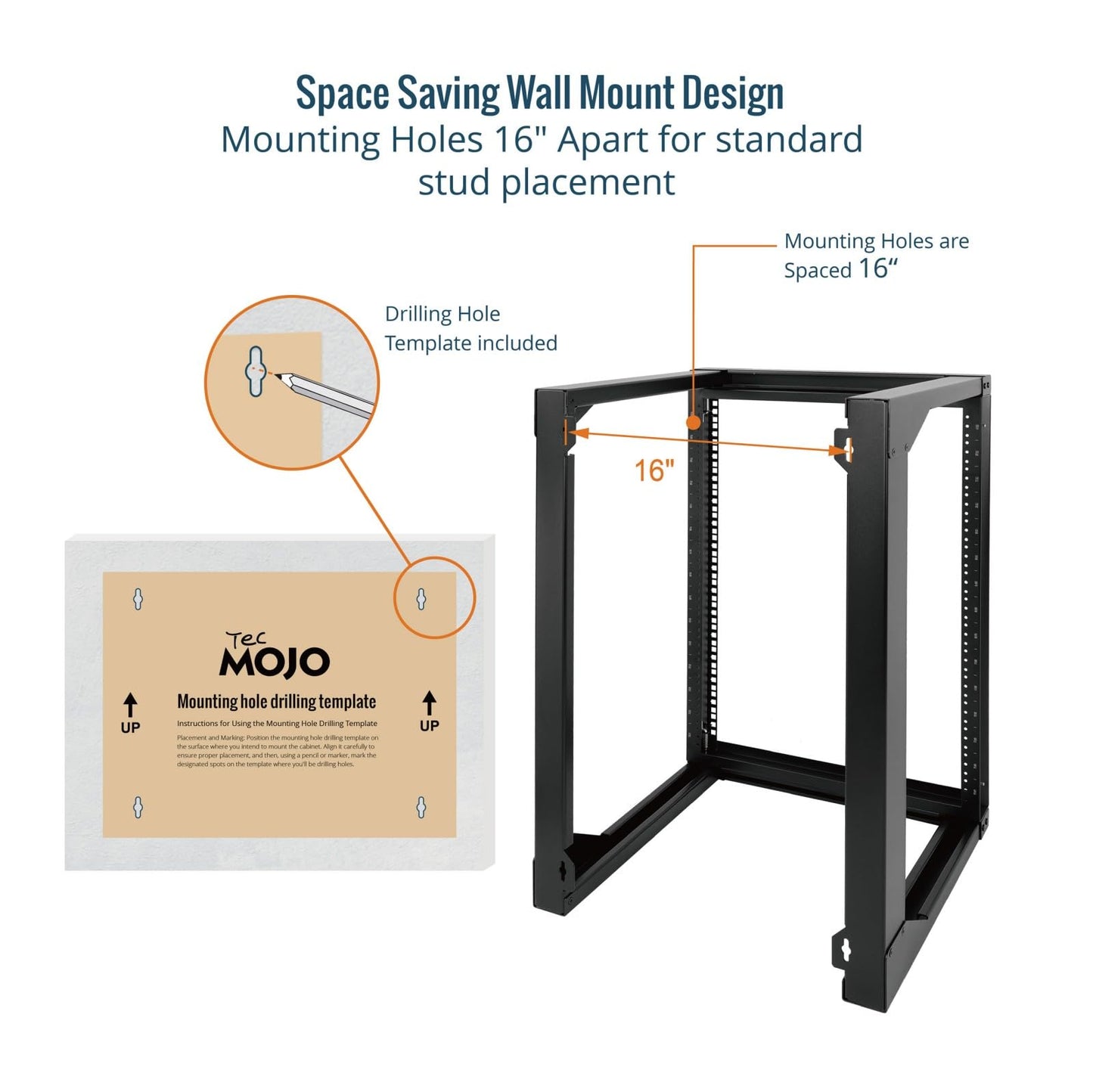 Tecmojo 15U Server Rack with Swing Gate, 15U Rack for 19inch Computer/AV/Data/IT/Media Equipment, Wall Mount Server Rack with 18inch Depth, Square&Tapped Holes