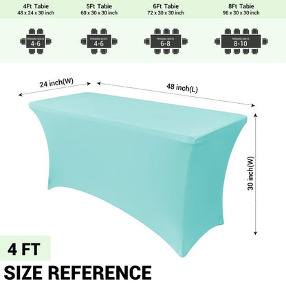 Obstal 6ft Stretch Spandex Table Cover for Standard Folding Tables - Universal Rectangular Fitted Tablecloth Protector for Party （Fresh Blue, 72 Length x 30 Width x 30 Height Inches）