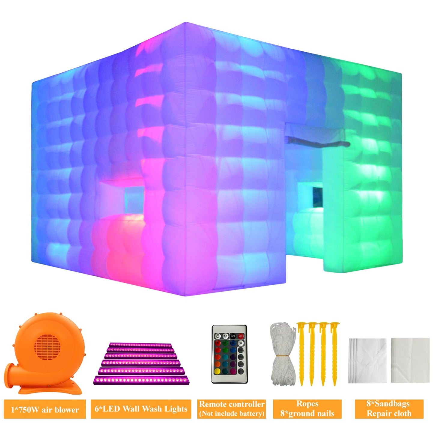 SAYOK Inflatable Party Tent 16.4'x16.4'x11.5' with LED Wall Wash Lights, Night Club Tent for Adults Wedding Birthday Backyard Party Business Events