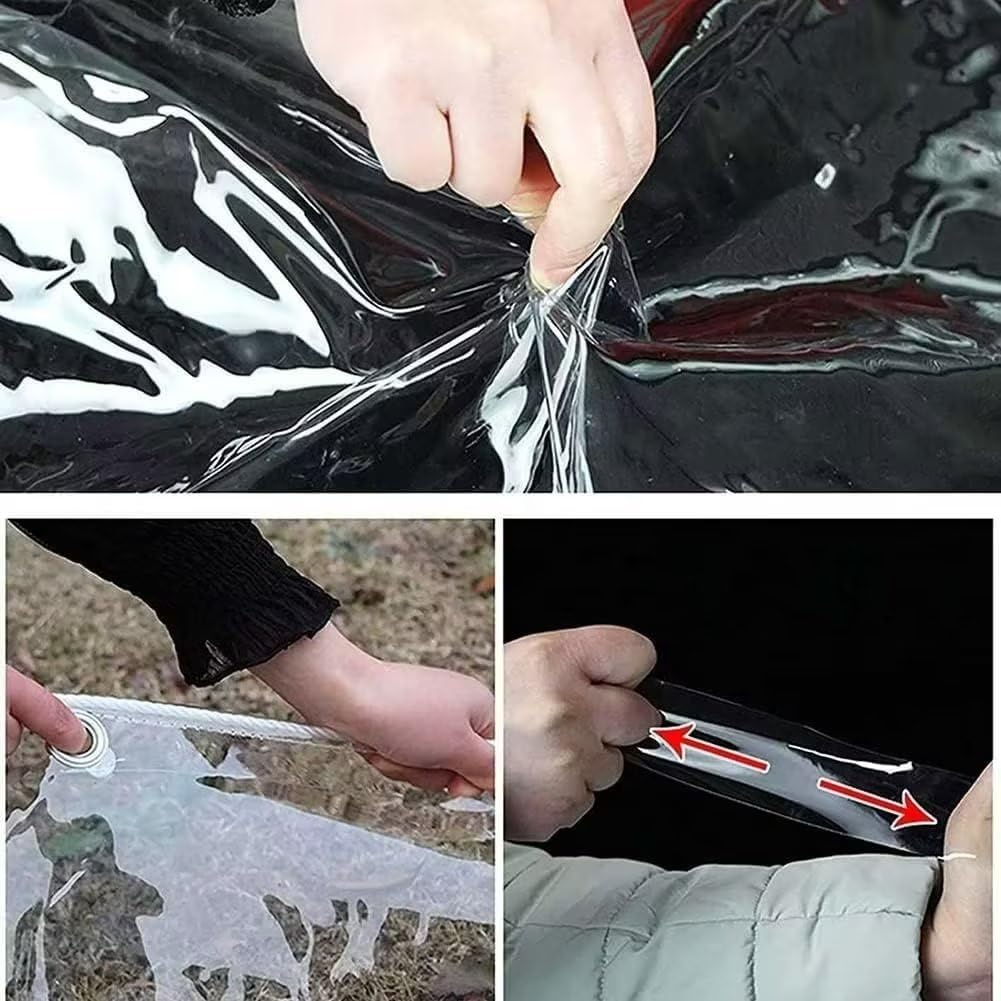 LC&QS Clear Tarps Heavy Duty PVC, Transparent Tarp Durable Waterproof Dustproof Windproof, Tarpaulin with Grommets & Ropes for Greenhouse, Patio, Garden, Pavilion, Chicken, Porch, Outdoor (10' x 12')