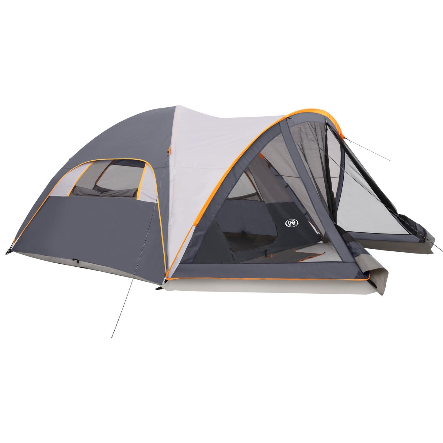 UNP 6 Person Dome Tent with Screen Room, Portable Camping Tent with Screened-in Porch, Dome Tent for Outdoor Camping - 14'x11'x72''(H) (Gray)