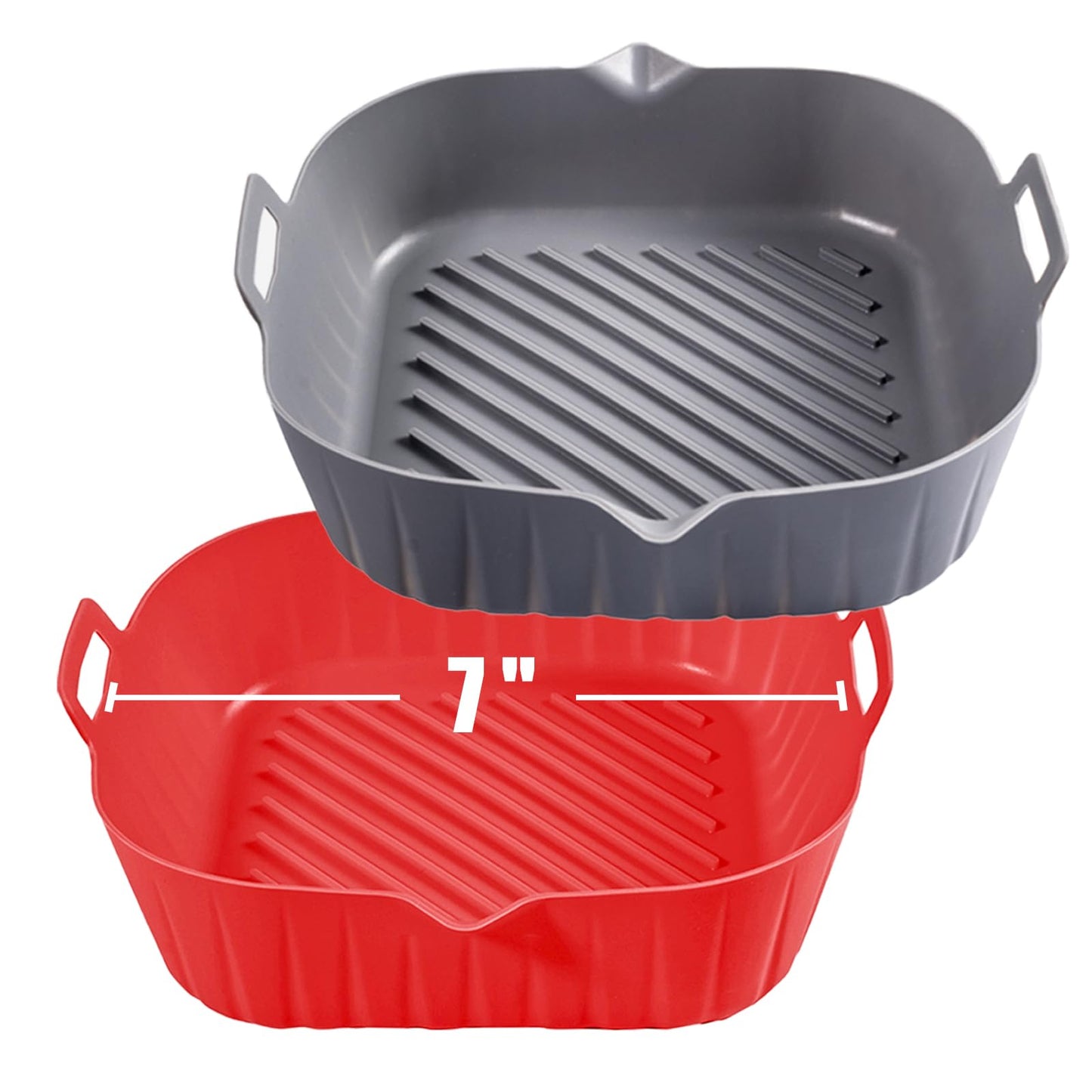Silicone Liners Square for Air Fryer, 2 Pcs Non-stick Food-grade Reusable Basket Silicone Pot Baking Tray Airfryer Accessories, Top Size 8 inches, Bottom Size 7 inches