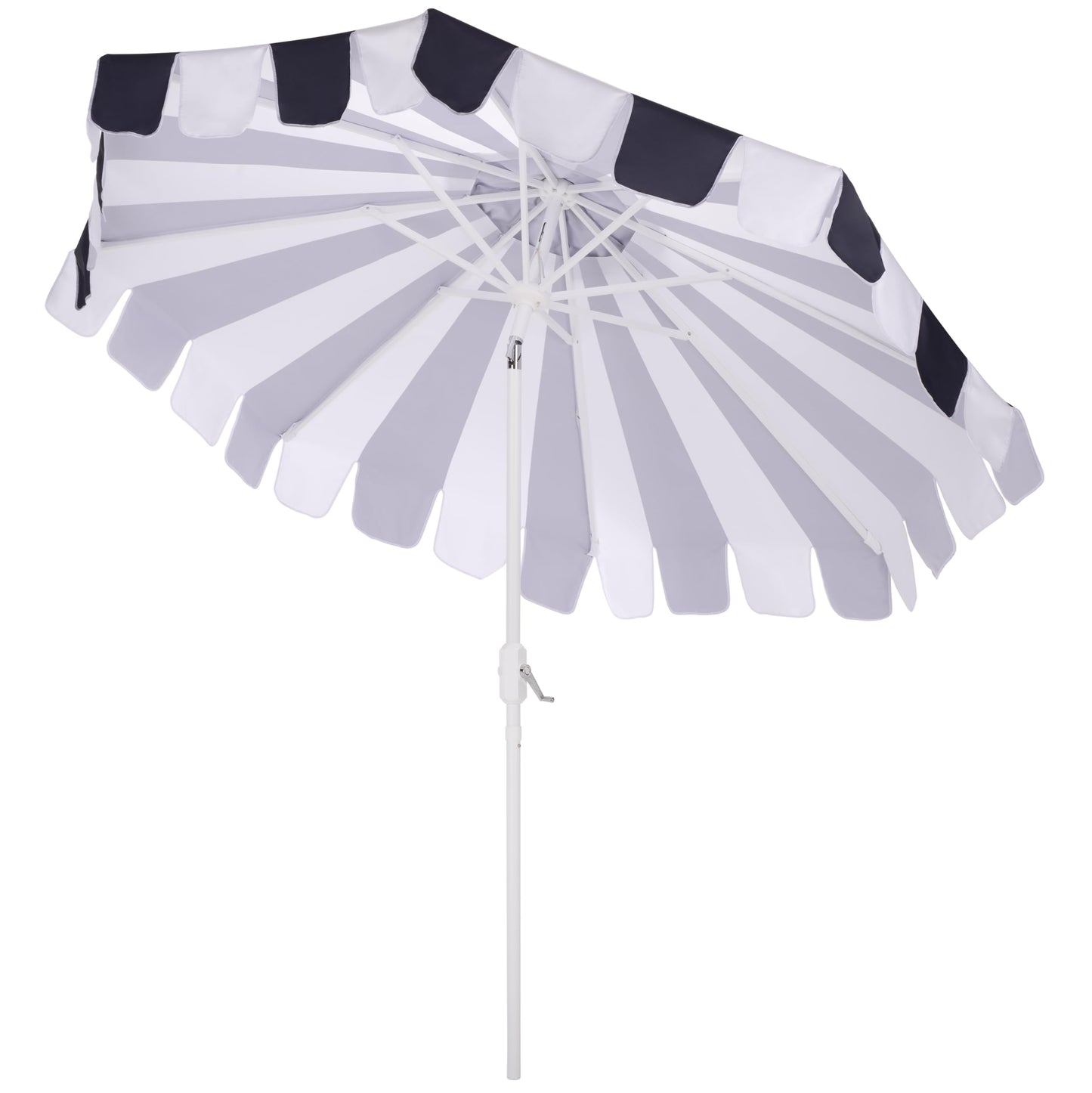 SAFAVIEH Outdoor Patio Furniture Collection – Meze 9 Ft Crank Patio Umbrella, Navy Stripe & White Pole, Market Umbrella with Crank Lift (PAT8023B)
