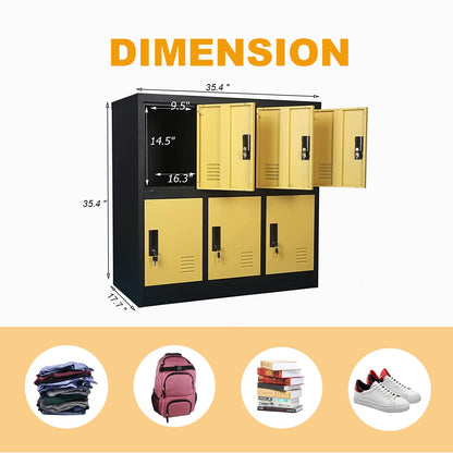 MECOLOR Metal Cabinet with Lock, Lockable Steel Office Cabinets Storage Employee Locker Home Gym (W6D, Yellow)