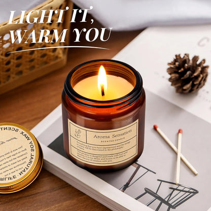 4 Pack Cedar Candles for Home Scented,Amber Jar Aromatherapy Candle Gifts for Women,Scented Candles Set for Mother's Day Christmas Valentine Thanksgiving Brithday Gifts,Soy Wax Candle Set