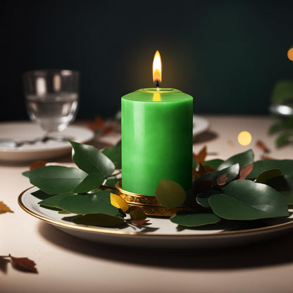 12 Pack 2x3 Hand Poured Dripless Pillar Candles, Green Soy Candles