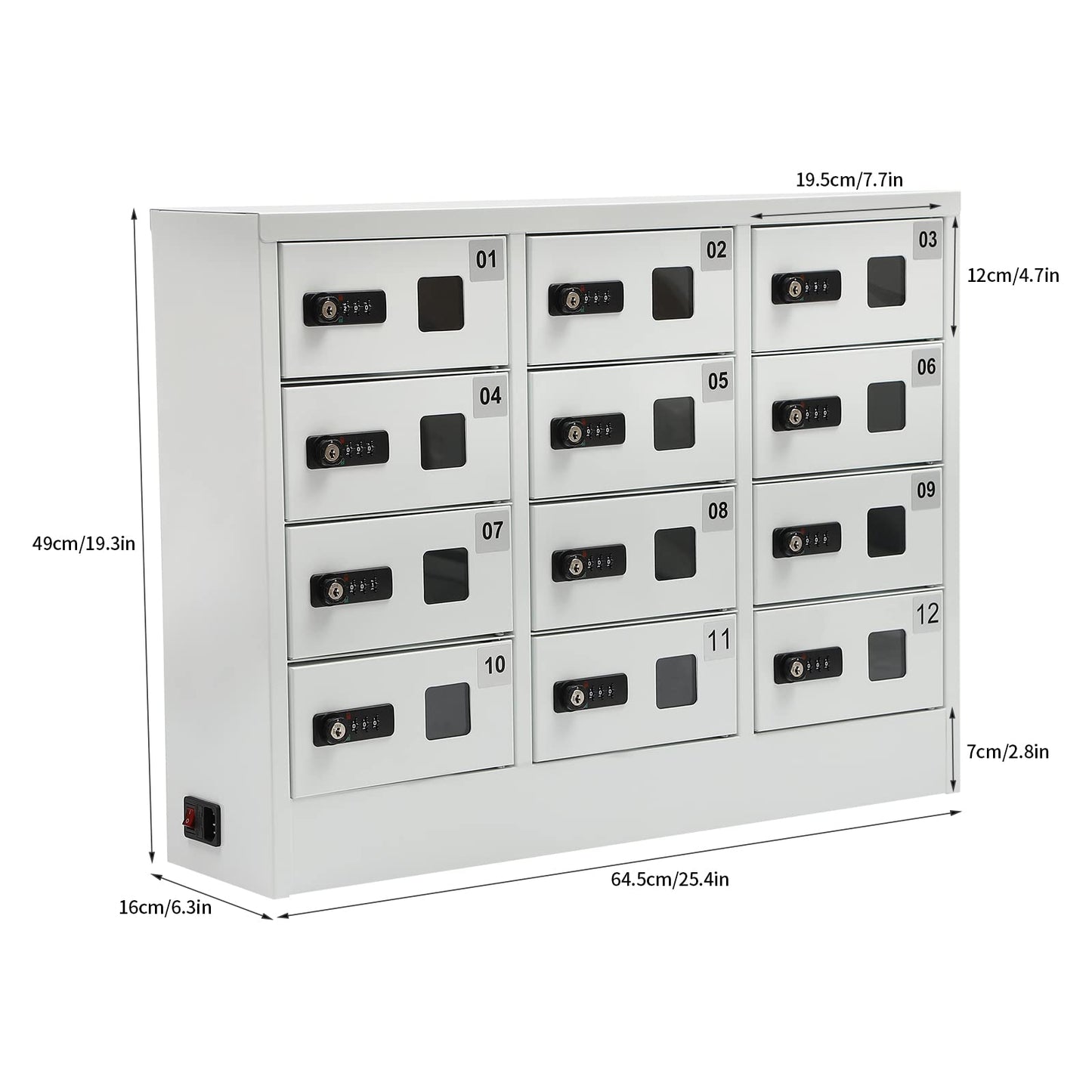 12-Slot Cell Phone Charging Cabinet with 3 in 1 Cable, QC3.0 Fast Charging & Combination Lock -Must-Have for Office & Classroom