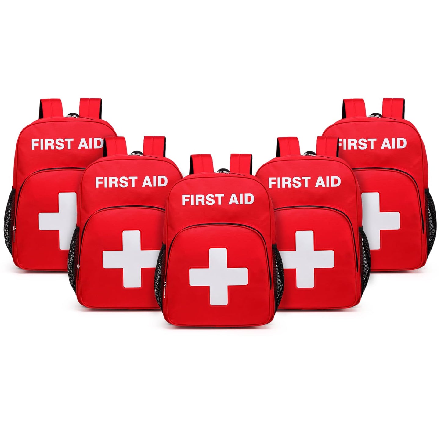 Gatycallaty First Aid Backpack Emergency Medical Empty Waterproof Survival First Responder Trauma Bag Travel Home Outdoor (Red, Pack of 5)