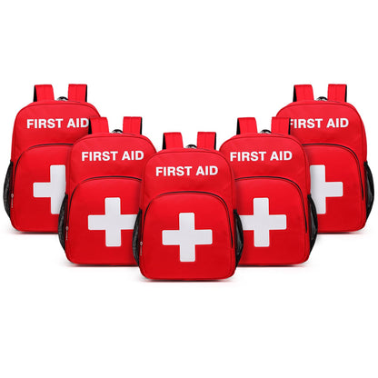 Gatycallaty First Aid Backpack Emergency Medical Empty Waterproof Survival First Responder Trauma Bag Travel Home Outdoor (Red, Pack of 5)