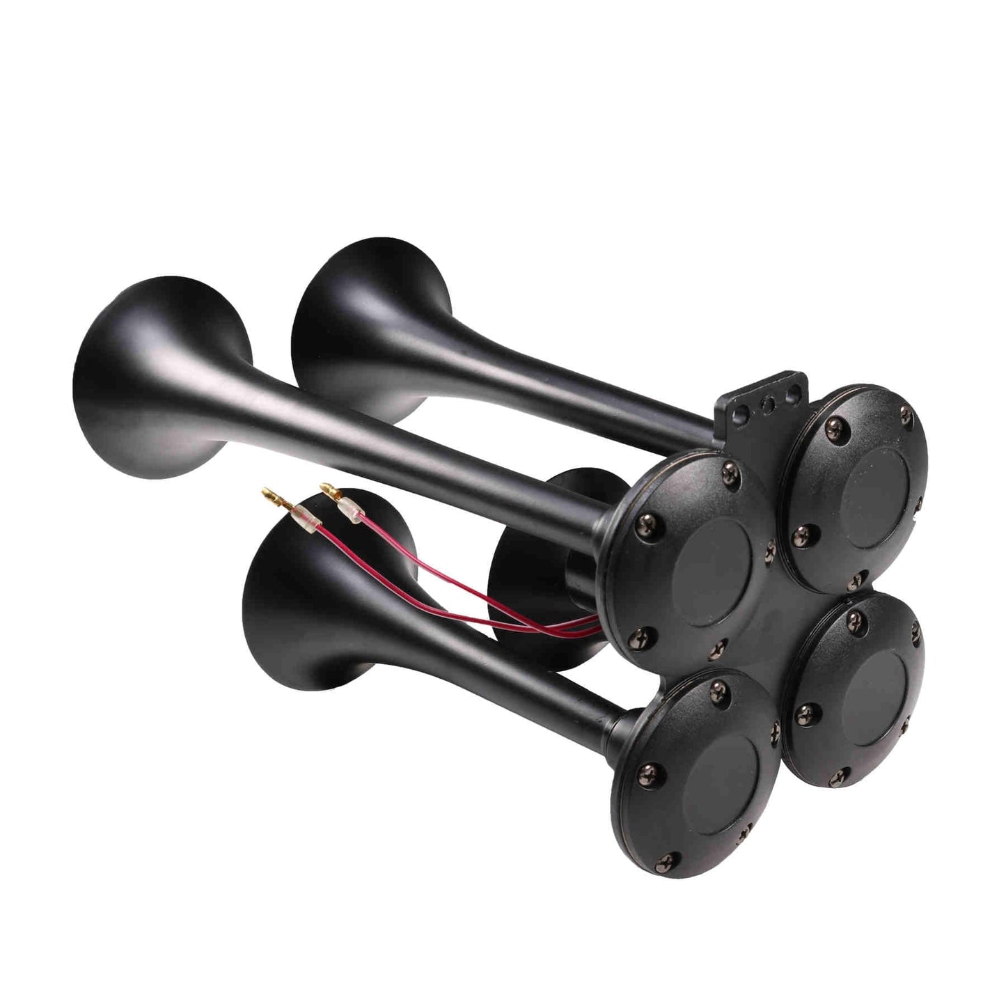 12V 4 Trumpets Train Horn Kit 150psi Complete Onboard System 150psi Air Compressor 1.5 Gallon Air Tank 4 Trumpets Fits Any Vehicle Truck Car Semi Pickup Replacement for Jeep RV SUV Super Loud dB