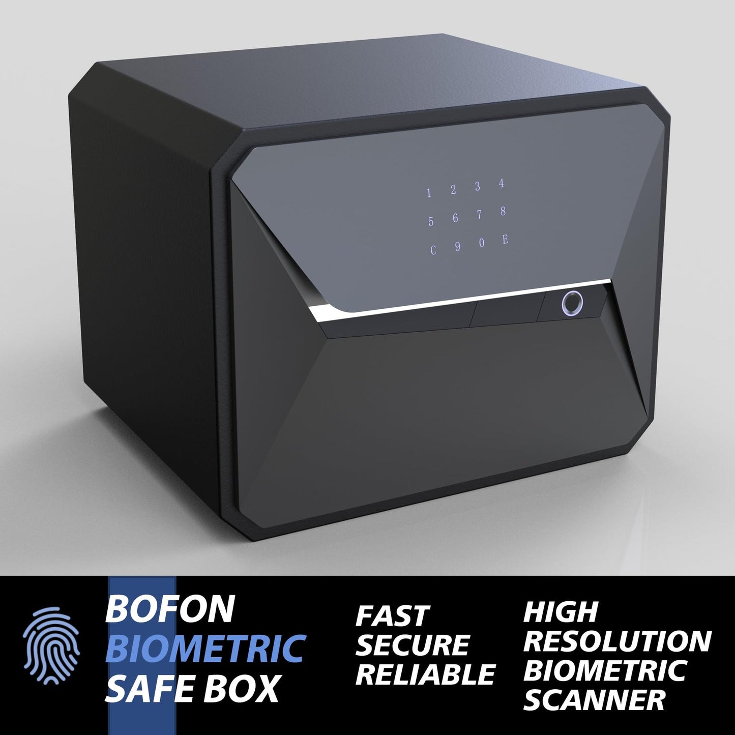 BOFON Fingerprint Smart Safe Box Security Box with Key,1.2 Cubic,Safety Box for Home Office (1.2 Cubic Feet-30Y)