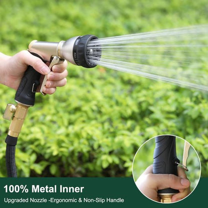 FANHAO Heavy Duty Metal Garden Hose Nozzle - 7 Spray Patterns for Efficient Watering & Cleaning