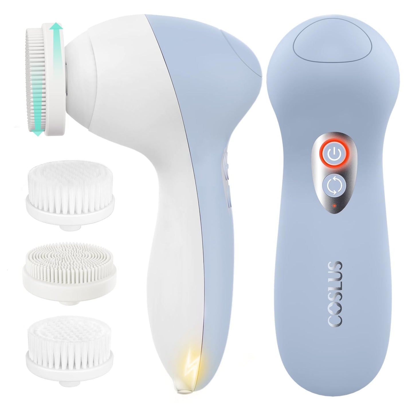COSLUS Facial Cleansing Brush Face Scrubber: 3 in 1 Bi-Directional Electric Spin Brush for Removing Blackhead, Exfoliating, Massaging - Rechargeable Waterproof, 3 Adjustable Speeds for Men & Women