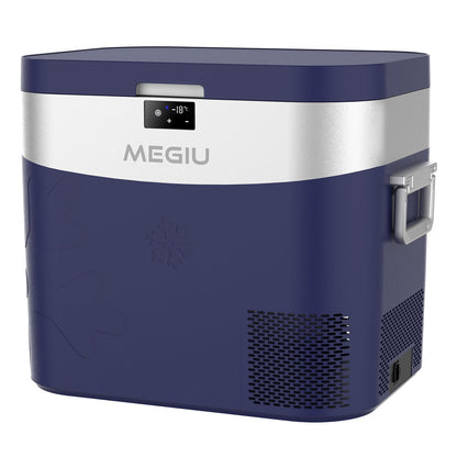 Megiu Car Refrigerator Portable Car Fridge 12V Refrigerator 23 Quart (22 Liter) Freezer Compressor Cooler 12V/24V DC 110～240 V AC for Outdoor Camping Travel Home Use -0.4℉~+59℉ (Blue)
