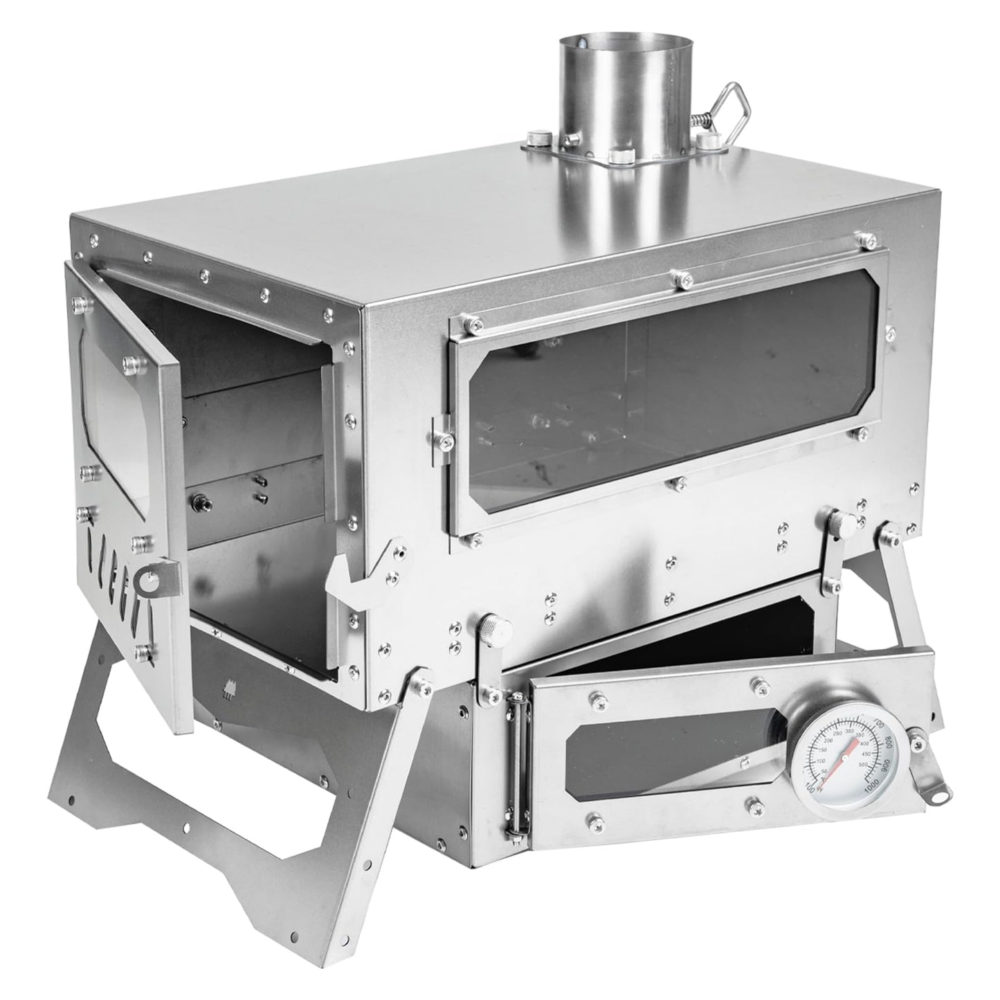 Trekrevive Magma Mini Titanium Tent Stove with Removable Oven, Secondary Air Intake, Lightweight and Portable, Titanium Camping Stove Used for Backpacking, Tent Heating, Cooking Baking