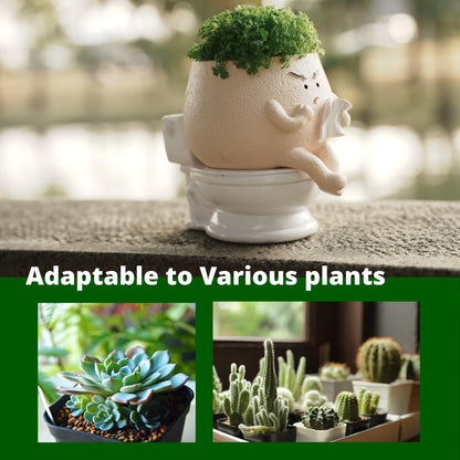 Ahilzam Face Planter Pots Funny Toilet Planters for Indoor Plants, Self Watering with Drainage Hole Cute Flower Pots, Outdoor Face Head Succulent Pot, for Plant Lovers
