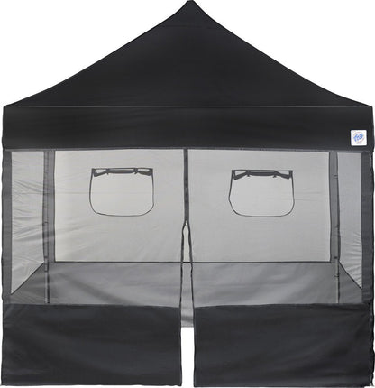 E-Z UP Food Booth Sidewall Kit, Set of 4, Fits 10' x 10' Straight Leg Canopy (Canopy/Shelter NOT Included), Includes 2 Roll-Up Serving Windows, Commercial Grade Mesh, Black