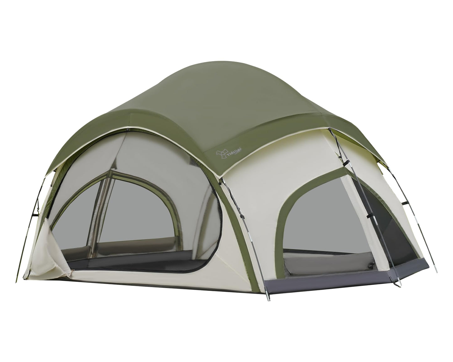 Vidalido 3-4 Person Camping Tent with 2 Large Mesh Door 4 Mesh Window Family Tents, Double Layer Waterproof Portable Easy Setup Camp Tent, Canvas Dome Tents for Camping Outdoor Hiking and Backpacking