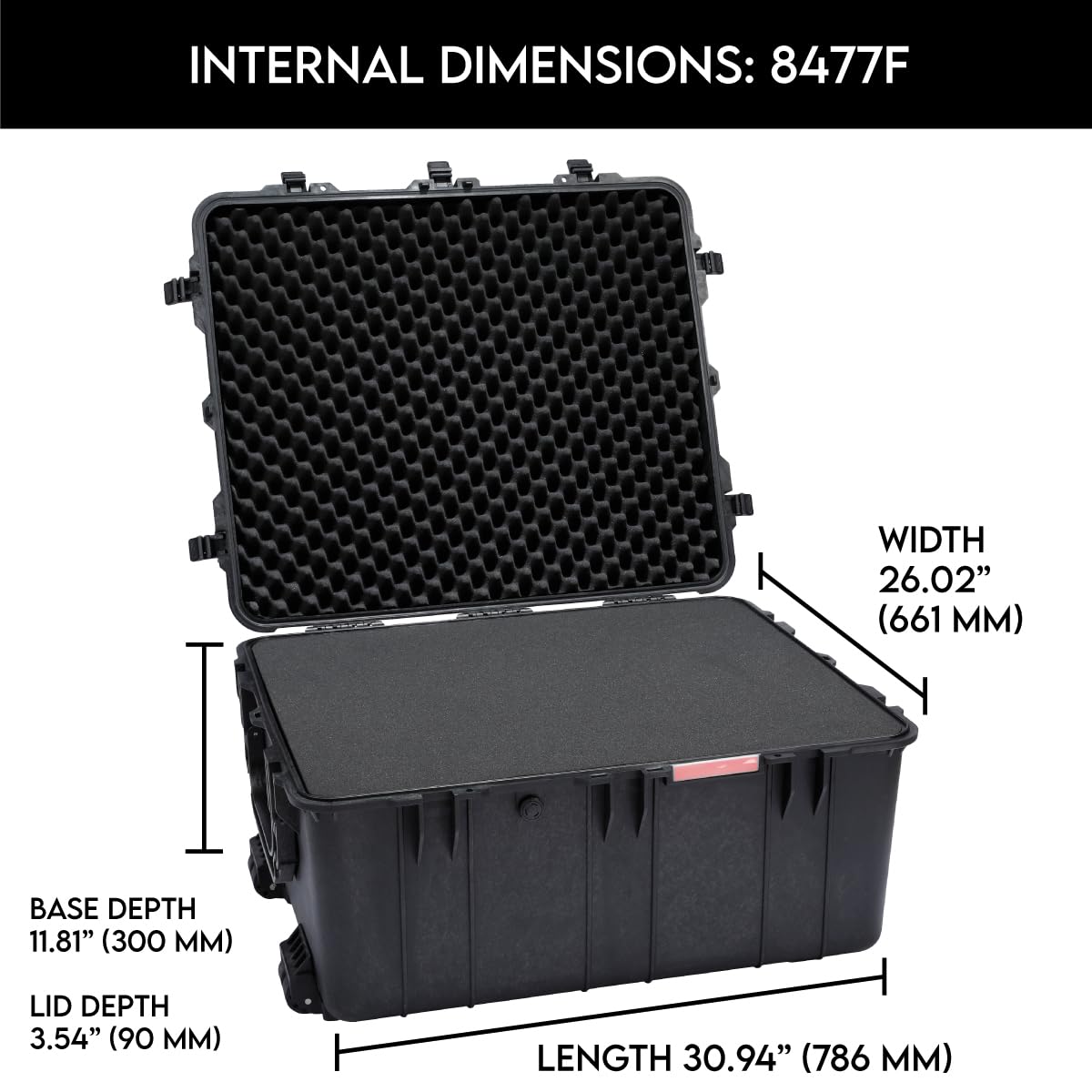DCB Cases - Element 8477F Waterproof Rolling Hard Case with Foam Insert | IP67 Dustproof Impact-Resistant Protective Equipment Case | 33 x 28 x 17 | Wheels | Telescoping Handle