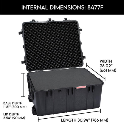 DCB Cases - Element 8477F Waterproof Rolling Hard Case with Foam Insert | IP67 Dustproof Impact-Resistant Protective Equipment Case | 33 x 28 x 17 | Wheels | Telescoping Handle