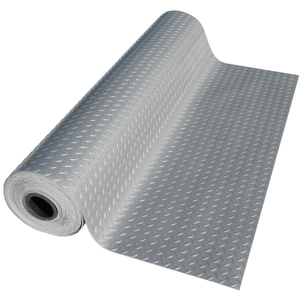 Rubber-Cal Diamond Plate Metallic PVC Flooring, Beige, 2.5mm x 4' x 25', Model: 03-W266-BG-25