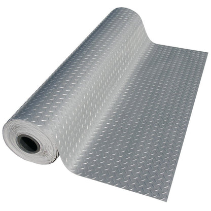 Rubber-Cal Diamond Plate Metallic PVC Flooring, Beige, 2.5mm x 4' x 25', Model: 03-W266-BG-25