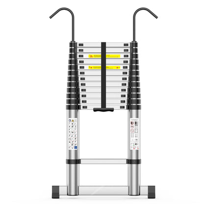 Telescoping Ladder,16.5FT Extension Ladder, Heavy Duty 330lbs Max Capacity, Multi-Purpose Collapsible Ladder with Stable Hook and Balancing Bar for RV or Outdoor Work