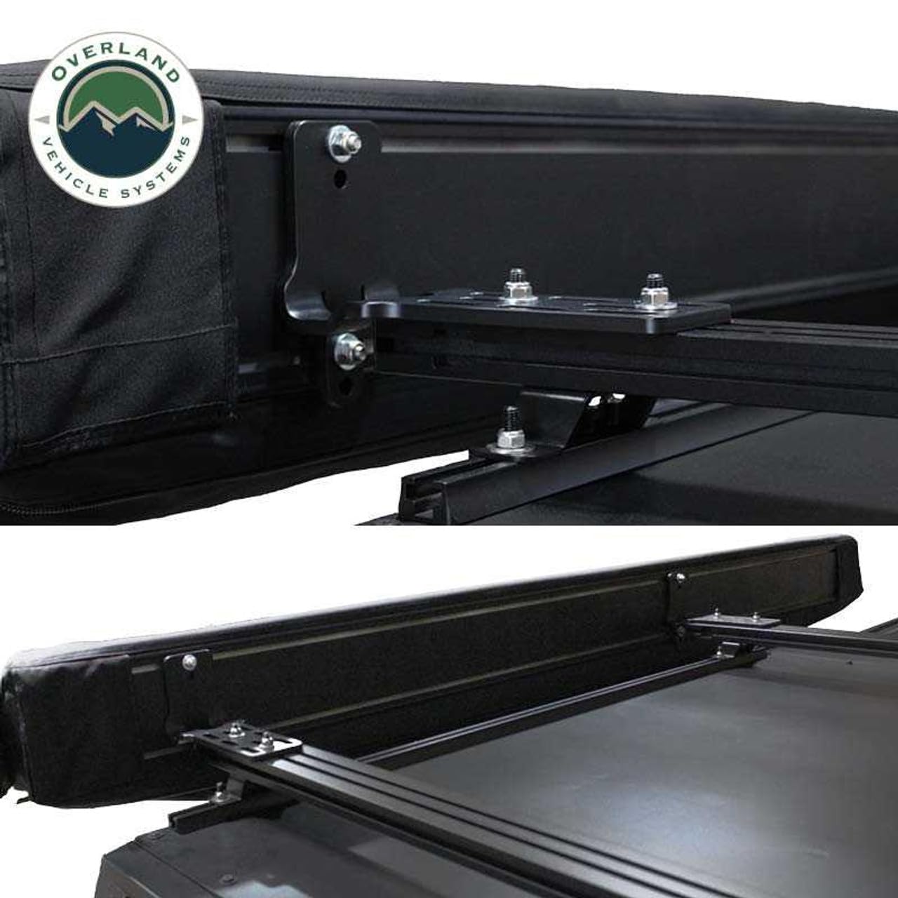 Overland Vehicle Systems 19690002 XD Nomadic 270 Degree Awning with Integrated LED Lights & Black Out Passenger Side | 129 Sq Ft of Coverage | Black Fabric and Travel Cover Included