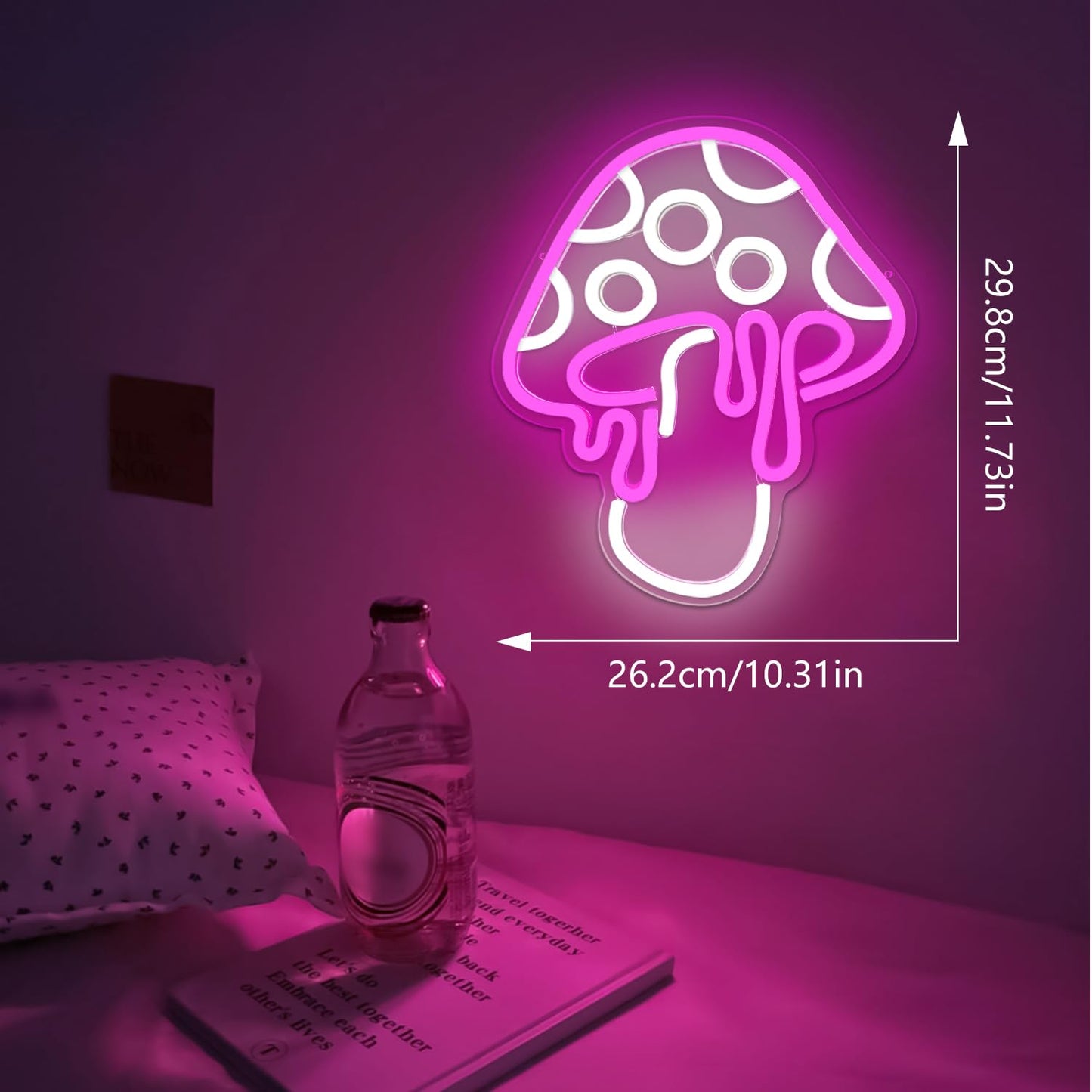 Ajoyferris Mushroom Neon Sign Dimmable Neon Light Sign Mushroom Night Light 3D Light Up Mushrooms Neon Signs for Wall Decor Game Room Bedroom Gift for Kids(Ice Blue)