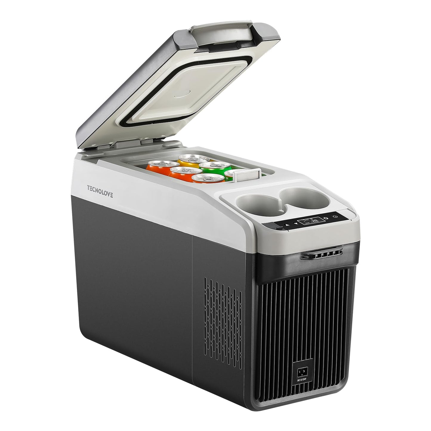 Tecnolove 12 Volt Center Console Fridge,Car Refrigerator 16QT(15L) Cooler (-4℉-50℉),Car Refrigerator RV Fridge,Portable Electric Cooler with 12/24V DC&110V AC, For MPV,RV,Van