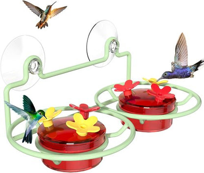Dreamdrawer Hummingbird Feeder - Small Outdoor Feeder with Strong Suction Cup, Metal Base & 6 Ports