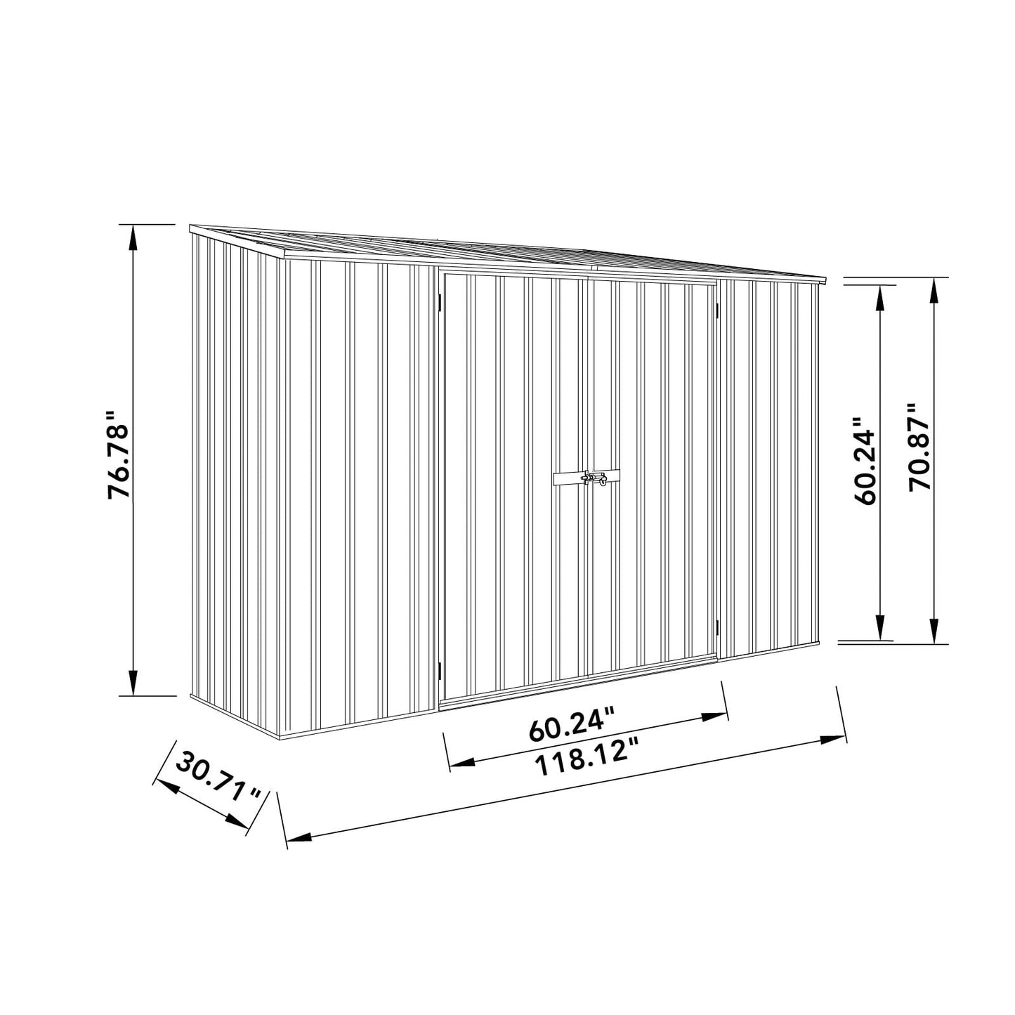 ABSCO Space Saver Metal Garden Shed 10 Ft. x 2.5 Ft. Surfmist