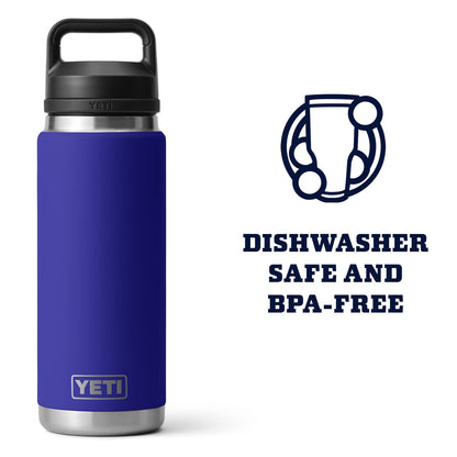 YETI Rambler 26 oz Bottle, Leakproof, Vacuum Insulated, Stainless Steel with Chug Cap, Offshore Blue
