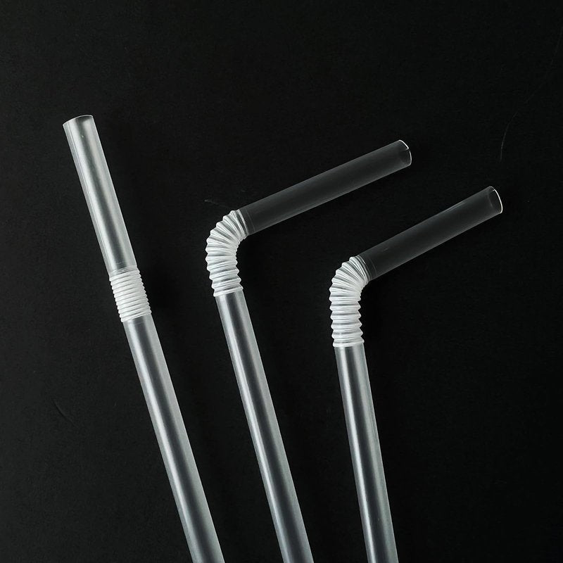 YAOSHENG [500 counts] Clear Straw 8.26" x 0.23" Individually Wrapped Straws, Flexible Drinking Straws, Disposable Bendy Plastic Straws (500, Transparent - (Paper Wrapped))