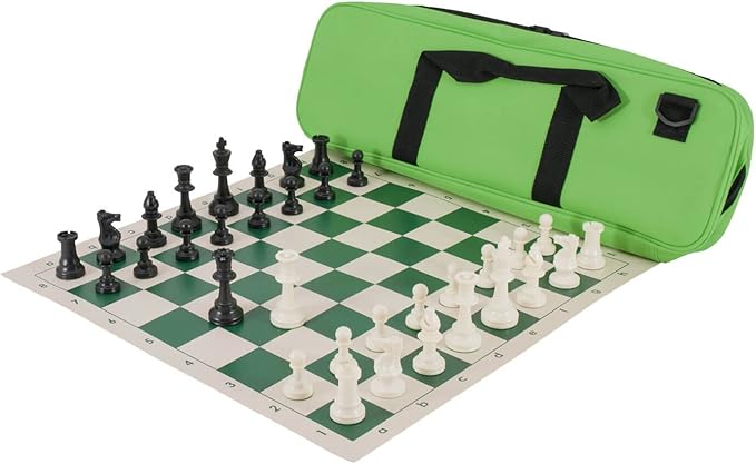Deluxe Chess Set Combination - Triple Weighted - by US Chess Federation (Neon Green)