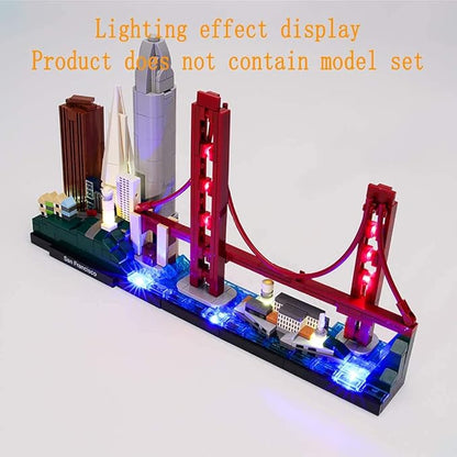 Upgraded Version USB Light Kit for Architecture Skyline Collection San Francisco Golden Gate Bridge - Compatible with Lego 21043 Bricks Model (Model Set Not Included)