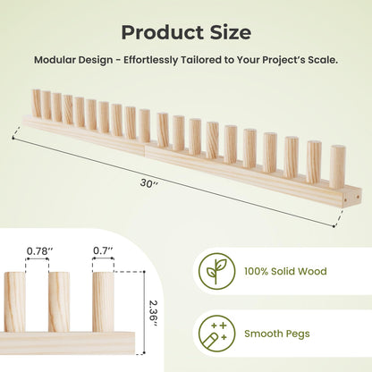 GIFMFTHK Lightweight Solid Wood Chunky Knitting Loom Kit - 30" Modular Frame, Natural Pine Craft Board Expandable to 60/90/120" by Connecting Multiple Kits for Blankets, Beginner DIY Weaving Tool